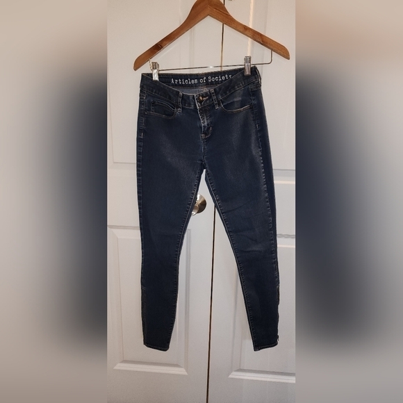articles of society zipper ankle low rise blue skinny jeans 26 - Picture 2 of 14